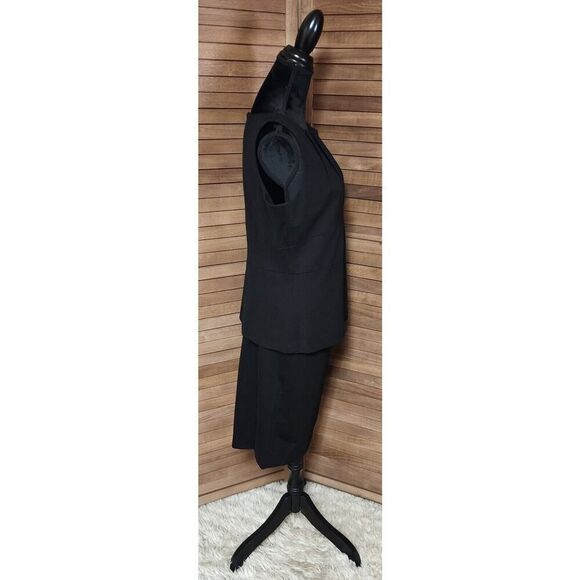 Cabi Black Size 10 Sleeveless Sheath Solid Classic Peplum Wiggle Skirt & Top Set - Picture 2 of 7